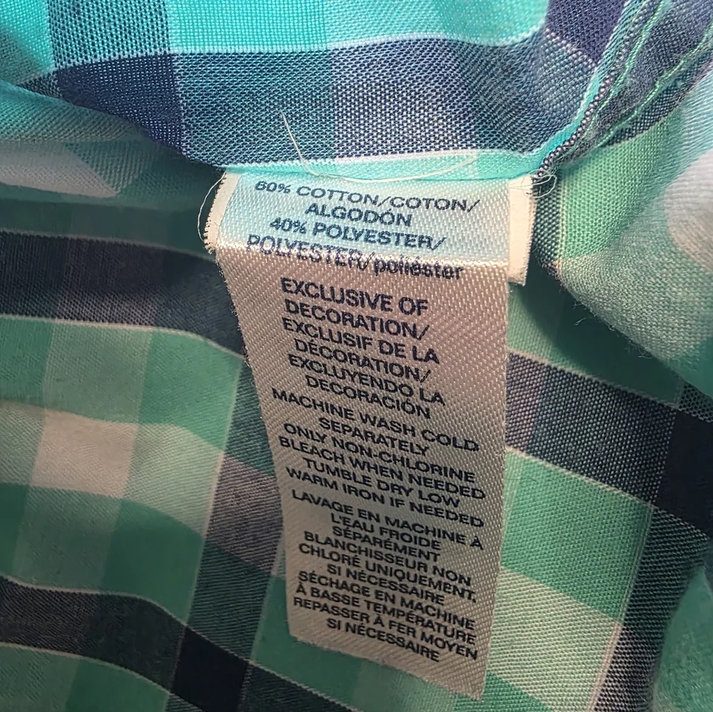Chaps Long Sleeve Button Down Sunset Green Plaid Shirt- Men's Size XLT